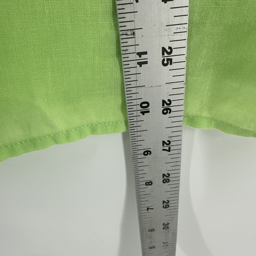 J. Jill Womens Linen Button Down Shirt Large Petite Green Lagenlook Coastal - Picture 6 of 8